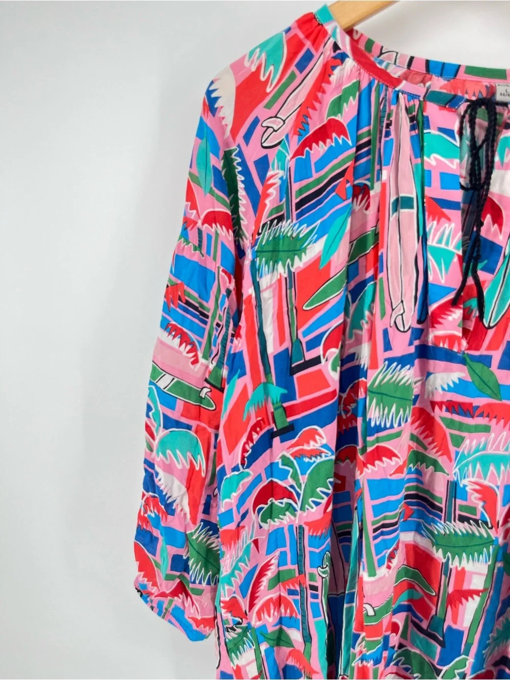 Rosa Faia Papanui Tropical Surfboard Print Viscose Cover Up Tunic Dress L XL - Picture 9 of 9